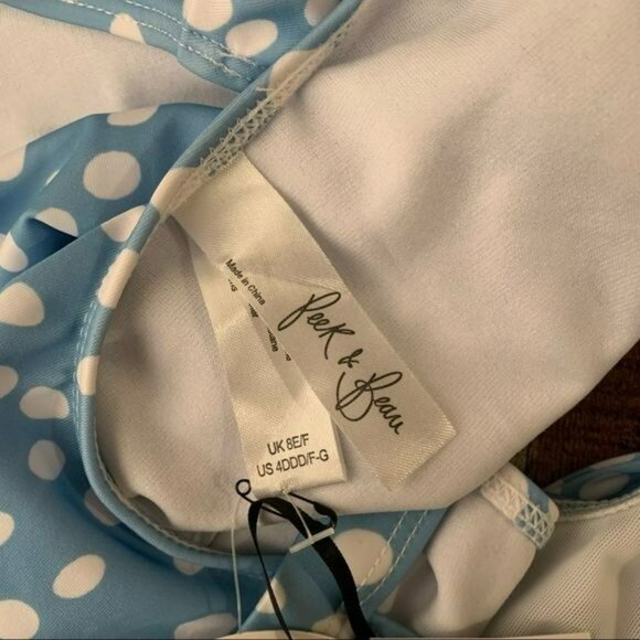 ASOS peek and beau fuller bust cut out swimsuit in blue and white polka dot - Picture 7 of 8